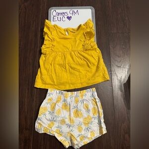 Yellow Ruffle Top and Pineapple Shorts Set